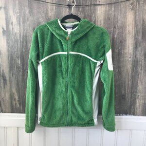 Columbia green titanium full zip fleece hooded jacket size L